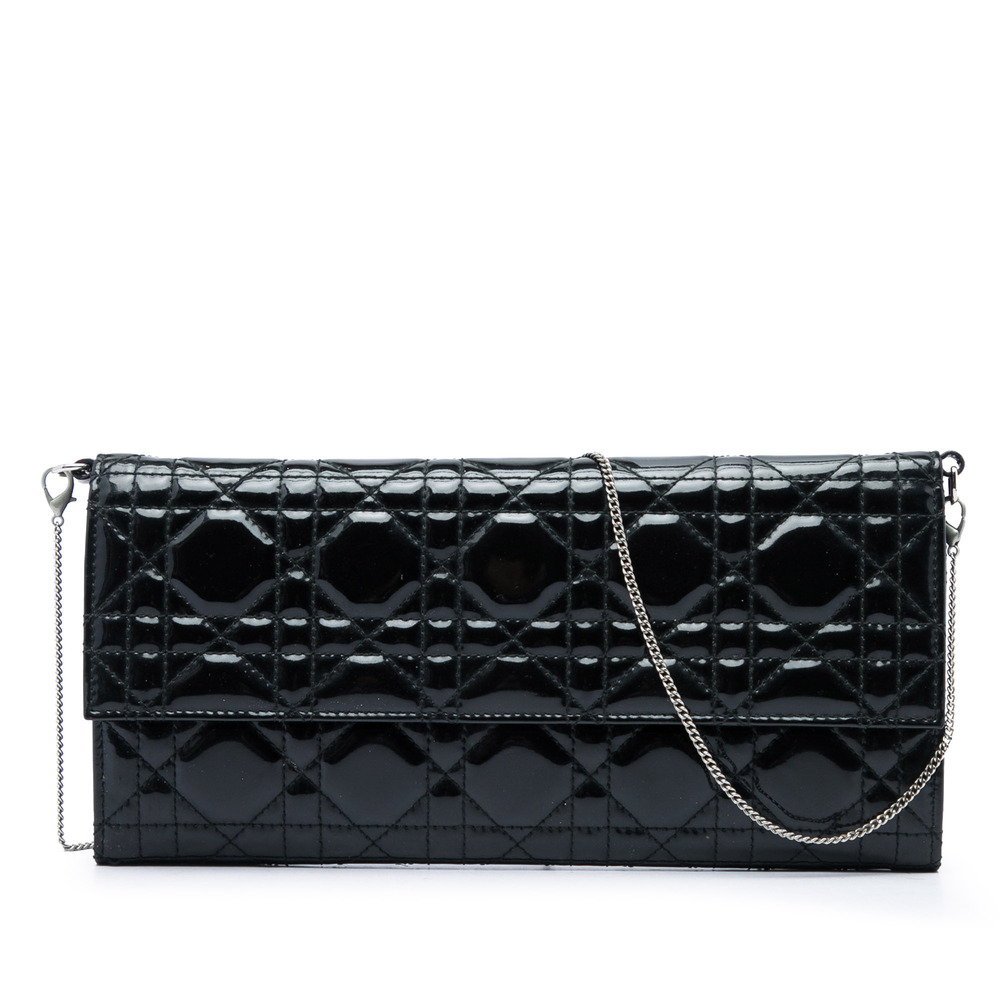 Pre-Loved Dior Patent Cannage Clutch with Chain